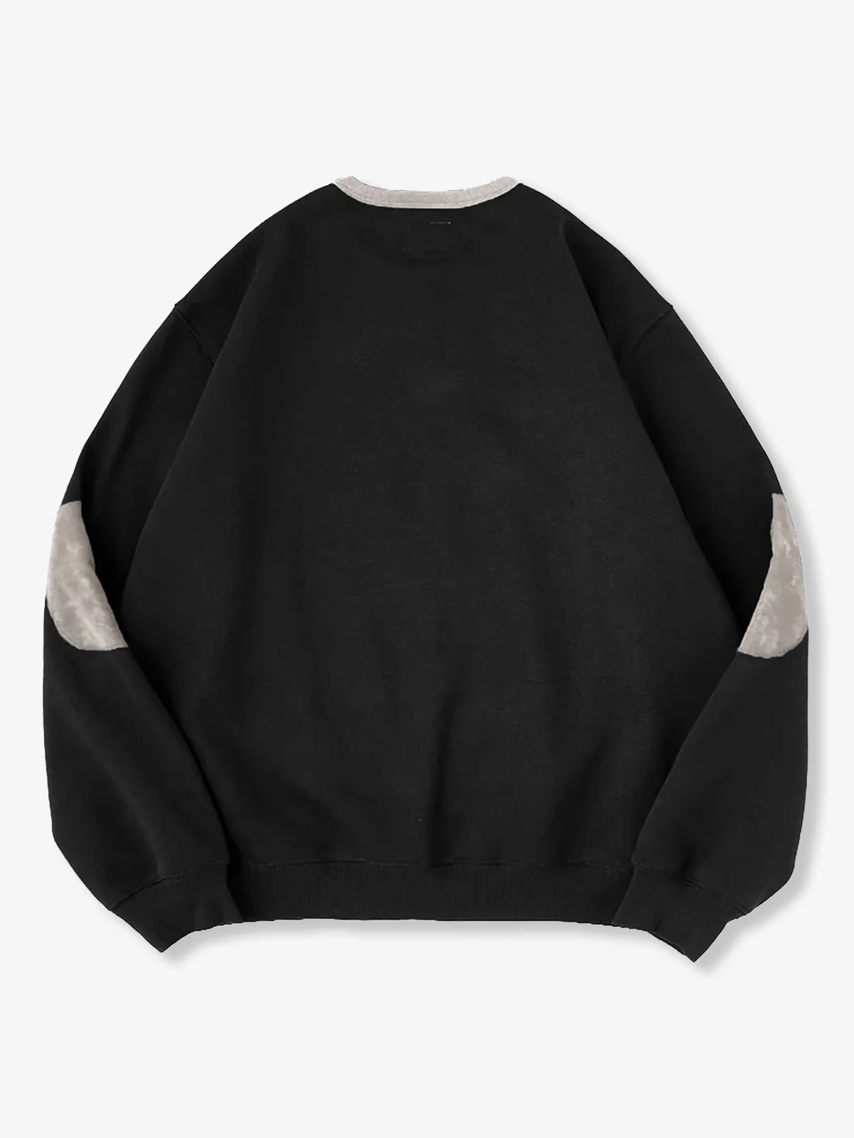 "KaraKu" Embroidery Elbow Suede Patches Brushed Cotton Sweatshirt - Image 4