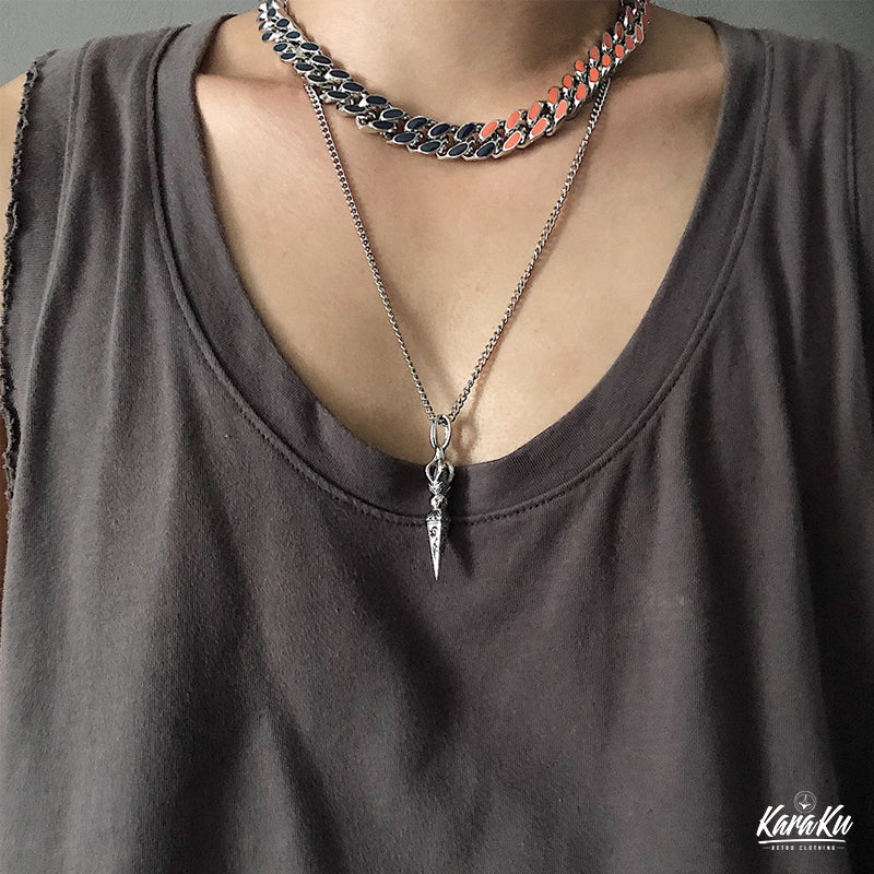 Punk Retro Vajra Dorje Titanium Pendant Necklace - Image 6