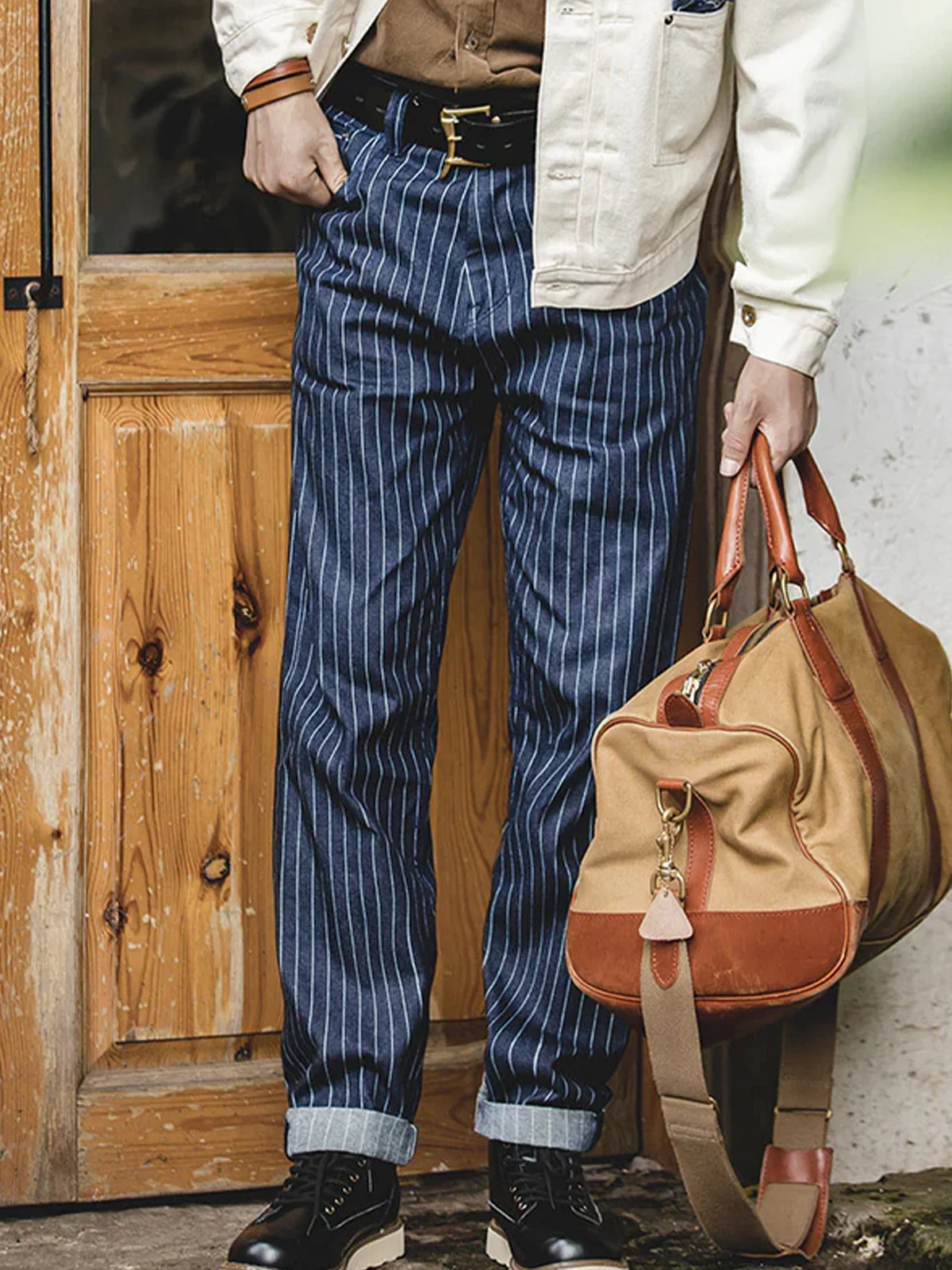 1920s Wabash Stripe Work Pants - Image 5